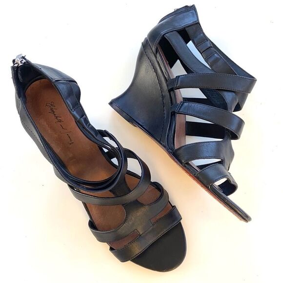 EUC Elizabeth and James leather wedge sandals - Picture 2 of 8